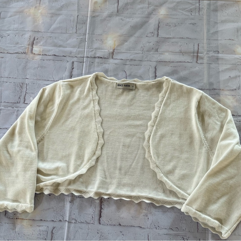 Grace Karin Ivory Knit Bolero Size XL